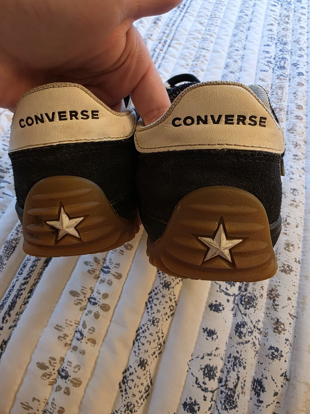 Converse Kids Black Sneakers with Gum Sole and White Chevron